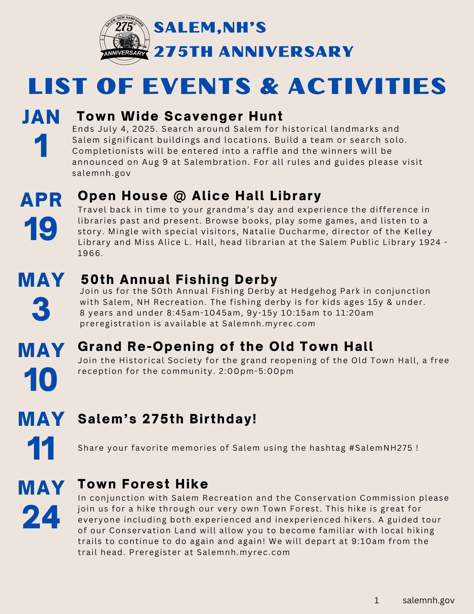 275 Anniversary Updates Page 1