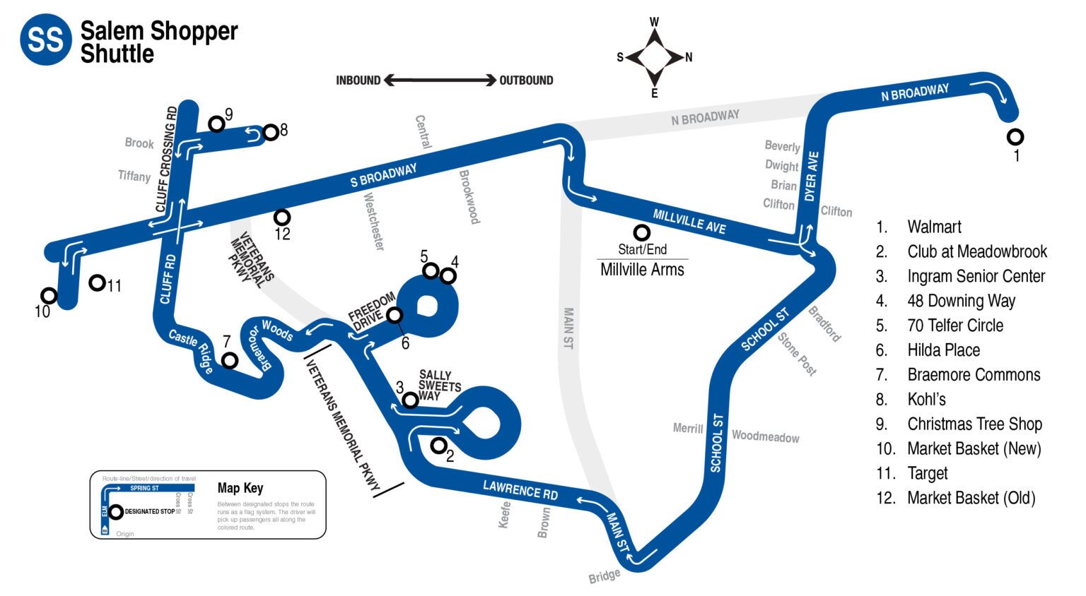 Salem Shopper Shuttle Map - June 2024