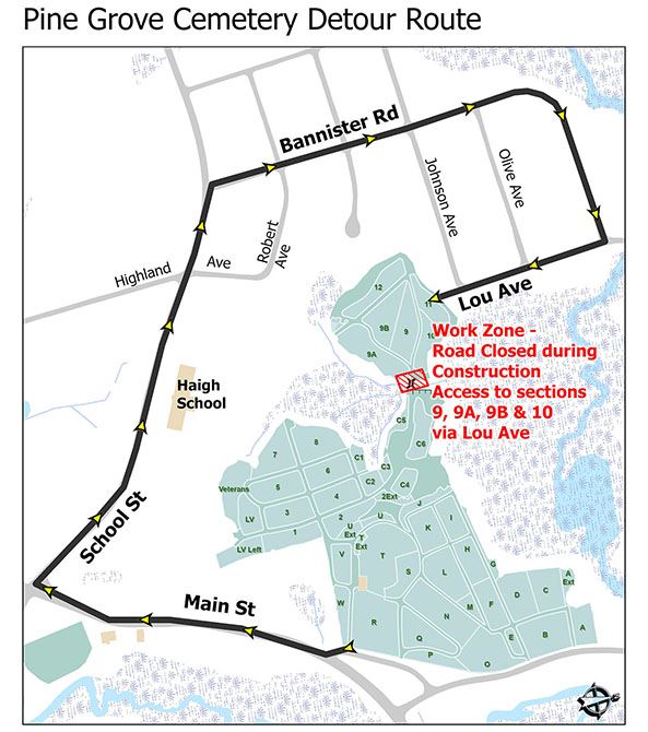 Cemetery Detour Map